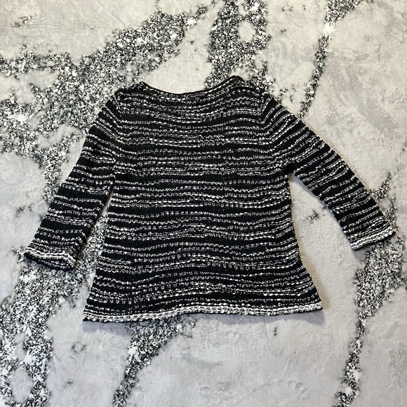 Eileen Fisher Sweaters - Eileen Fisher  Sweater Womens Size S Black White Tape Cotton Boxy Loose Knit